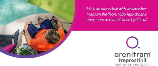 I sit in an office chair with wheels when I vacuum the floors. I also keep chairs in every room so I can sit when I get tired.