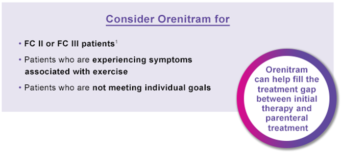 Orenitram can help fill the treatment gap between initial therapy and parenteral treatment