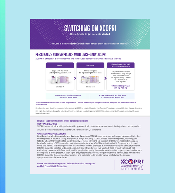 XCOPRI® (cenobamate tablets) CV flashcard